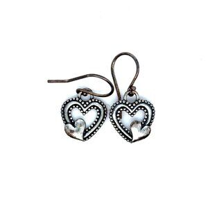 Silver 925 Double Heart Dangle Earrings